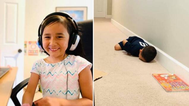 Essas fotos mostram como as crianças estão exaustas com as aulas online